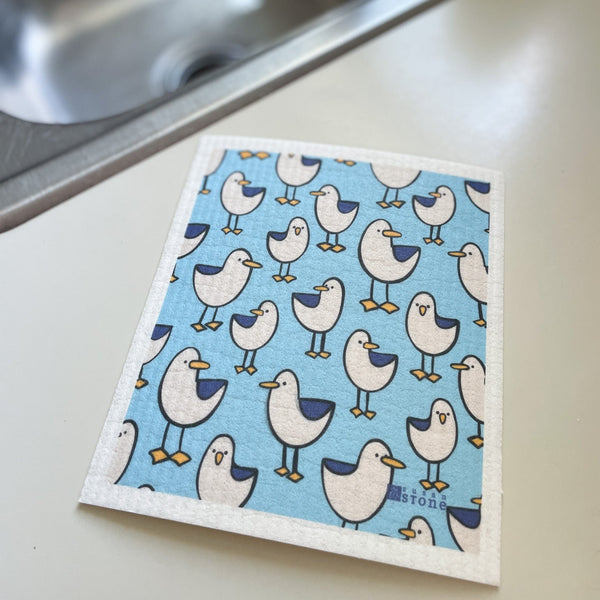 Swedish Dishcloth with Gulls