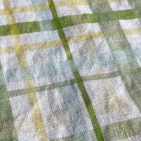 Linen + Cotton Tea Towel with Green Plaid