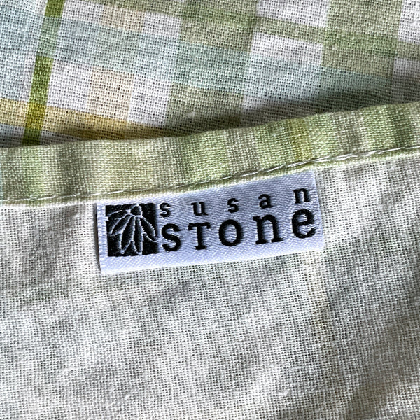Linen + Cotton Tea Towel with Green Plaid
