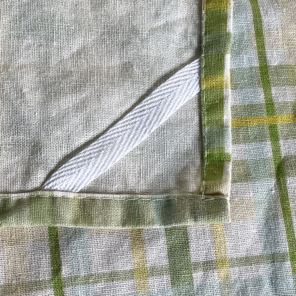Linen + Cotton Tea Towel with Green Plaid
