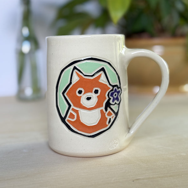 Fox Mug with Flowers