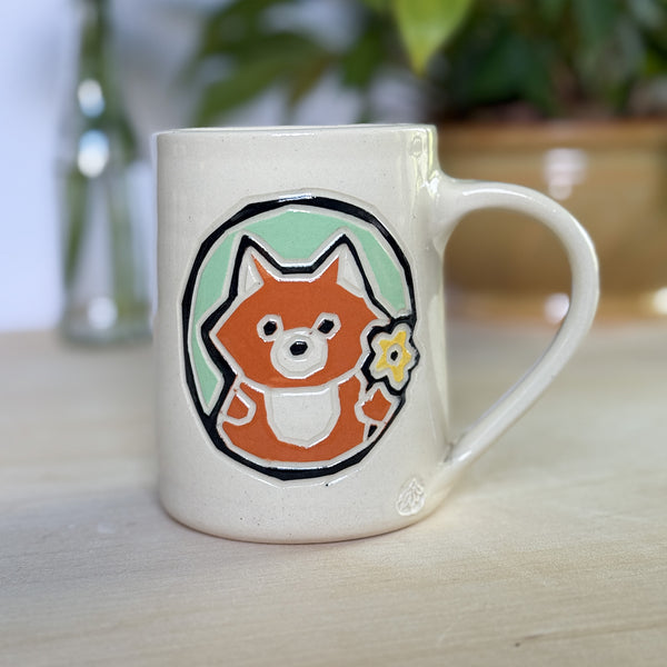 Fox Mug with Flowers