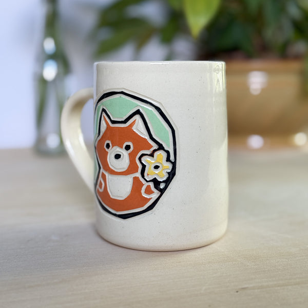 Fox Mug with Flowers