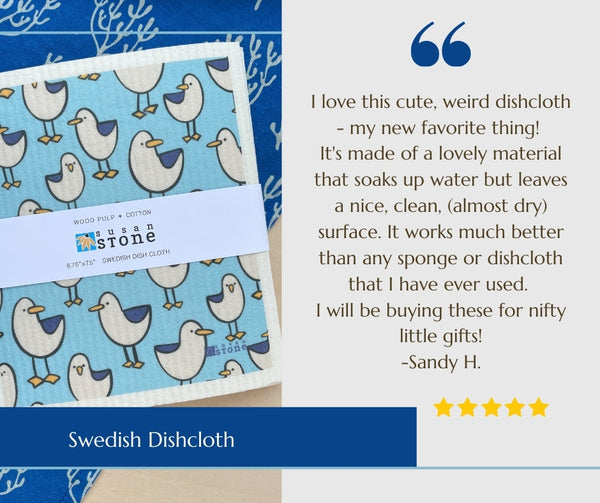 Swedish Dishcloth with Gulls