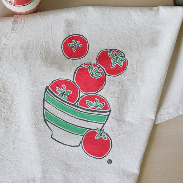 Flour Sack Tea Towel with Ripe Tomatoes
