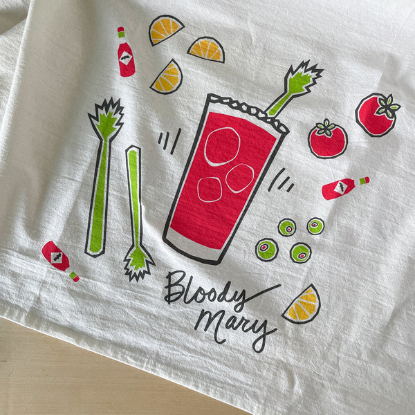 Flour Sack Towel with a Bloody Mary