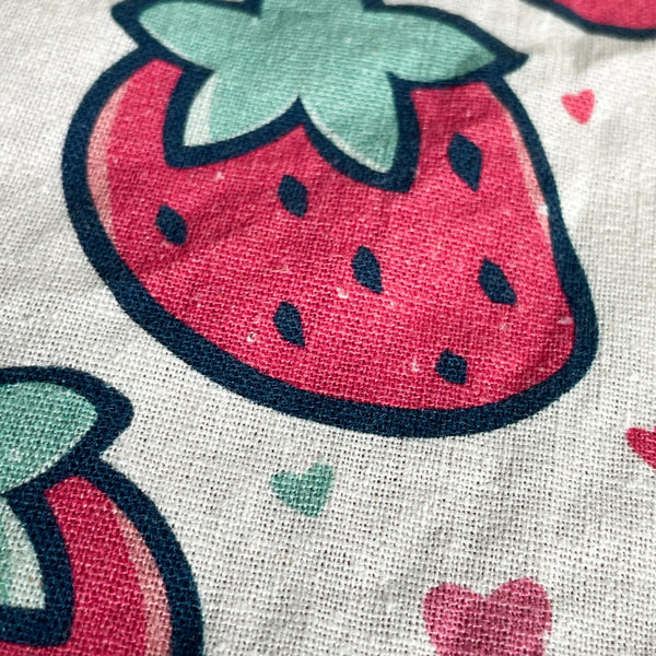 Linen + Cotton Tea Towel with Strawberries