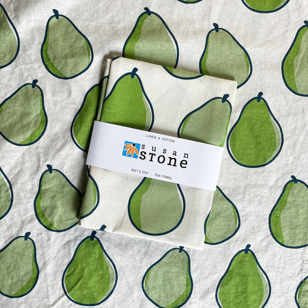 Linen + Cotton Tea Towel with Pears