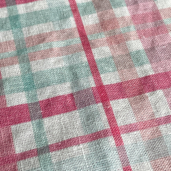 Linen + Cotton Tea Towel with Pink Plaid