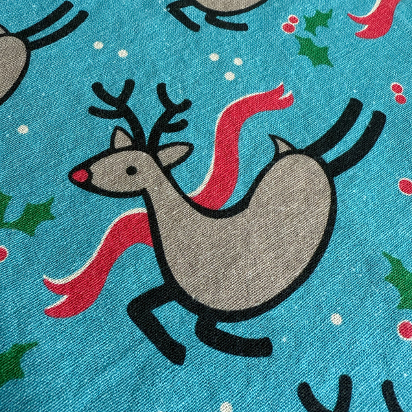 Linen + Cotton Tea Towel with Reindeer