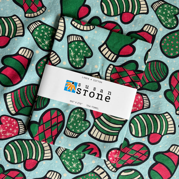 Linen + Cotton Tea Towel with Mittens