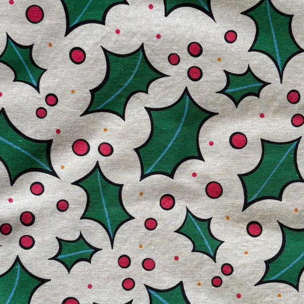 Linen + Cotton Tea Towel with Holly