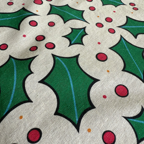 Linen + Cotton Tea Towel with Holly