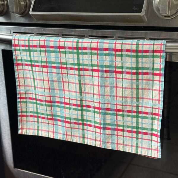 Linen + Cotton Tea Towel with Winter Plaid