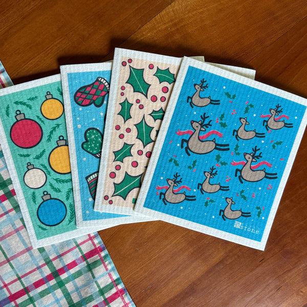 Holiday Swedish Dishcloths Set of 4
