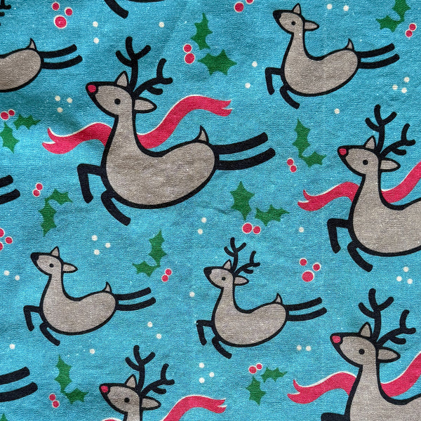 Linen + Cotton Tea Towel with Reindeer