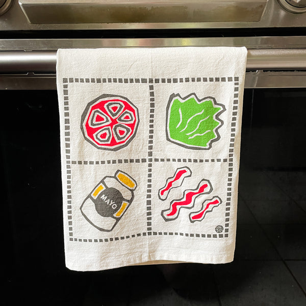 Flour Sack Tea Towel with a BLT