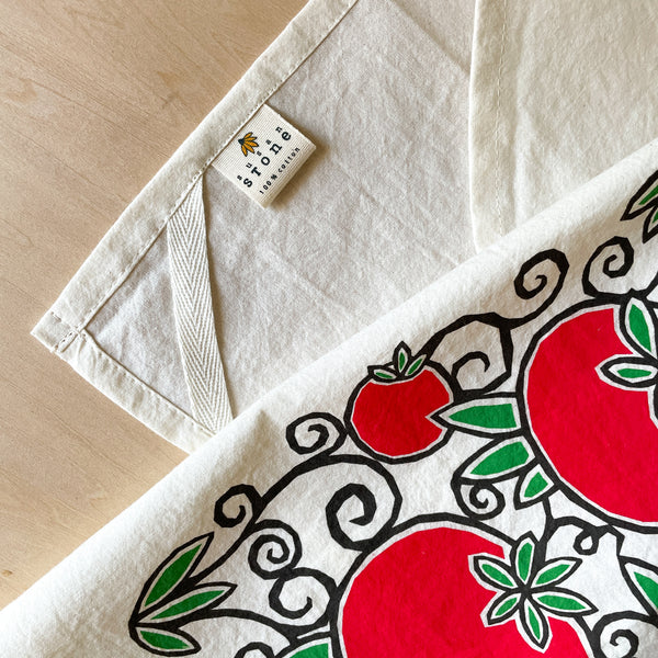 Flour Sack Tea Towel with Summer Tomatoes