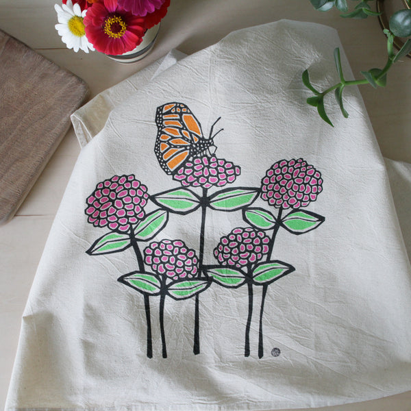 Flour Sack Tea Towel with a Butterfly