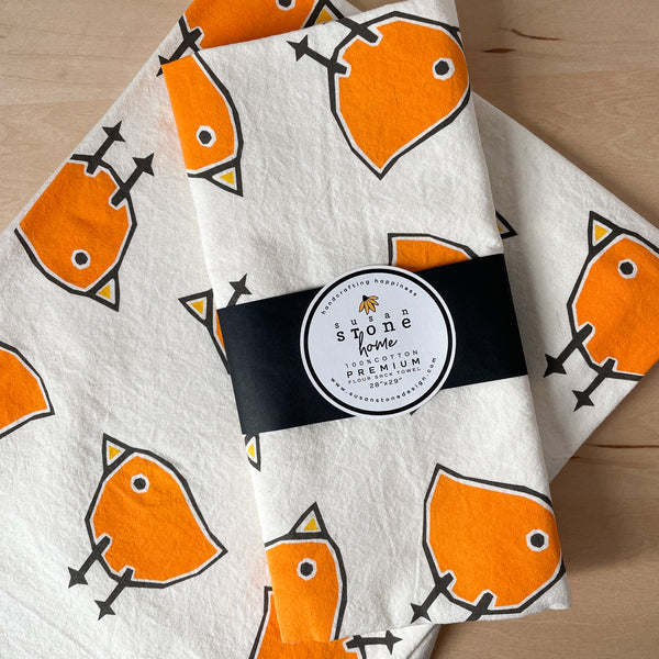 Flour Sack Tea Towel with Birds