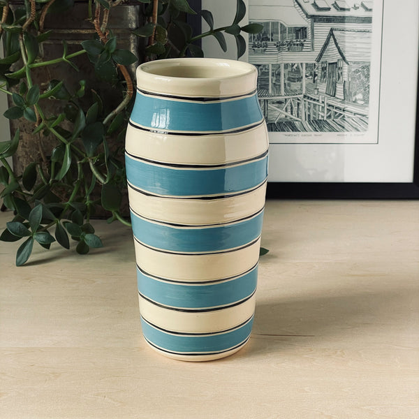 Flower Vase with Rugby Stripes