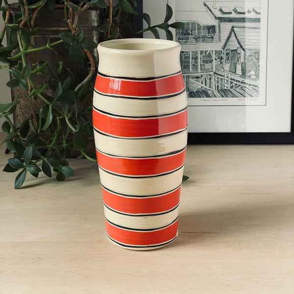 Flower Vase with Rugby Stripes