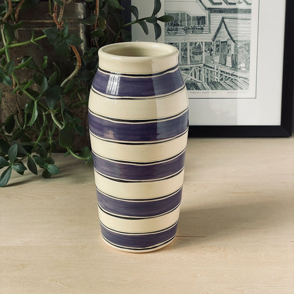 Flower Vase with Rugby Stripes