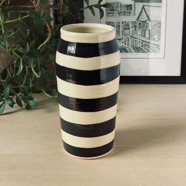 Flower Vase with Rugby Stripes